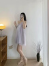 MOXTOC性感掛脖吊帶睡裙夏季薄款可愛(ài)無(wú)袖蓬蓬裙純欲高級感睡裙 淺紫色(家居服） 均碼 （建議130斤以?xún)龋?曬單實(shí)拍圖
