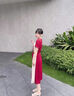 SUSTYLE奢侈高檔品牌女裝2025春夏新款氣質(zhì)收腰遮肚小個(gè)子顯瘦時(shí)尚裙子女 酒紅色 L 建議105-115斤 曬單實(shí)拍圖