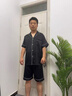 VENTION真絲男士睡衣夏薄短袖桑蠶絲父親節禮物送爸爸實(shí)用高級感禮盒裝 雅典黑【短袖短褲】 2XL 【160-180斤】 曬單實(shí)拍圖