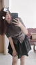 CTOX大碼微胖美式學院風套裝女夏季胖mm顯瘦遮肉小個子辣妹甜酷兩件套 灰色上衣+黑色半身裙+蝴蝶結(jié) XL (建議120-140斤) 曬單實拍圖