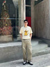 NASA STONE官方聯(lián)名卡通短袖t恤男生2025新款夏季美式潮牌百搭學(xué)生純棉上衣 杏色 XL （100%純棉） 曬單實(shí)拍圖