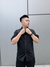 卡賓（CABBEEN）【漸變洗水黑牛】男裝牛仔短袖襯衫潮牌撞色繡花襯衣外套開衫 煤黑色01 M /170/48 曬單實(shí)拍圖
