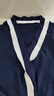 晚白【新品】洋氣撞色V領(lǐng)針織衫女2026春季航海系穿搭顯瘦百搭上衣 深藍色 XL 曬單實(shí)拍圖