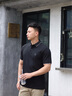 BOSS博斯【七夕節(jié)禮物】【珠地布】男士夏徽標(biāo)貼片彈力修身短袖Polo衫 001-黑色 L 曬單實(shí)拍圖