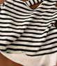 皓梵潔小披肩韓版針織條紋打結披肩女外搭護頸春秋季空調房圍巾搭襯衫 針織披肩【白底黑條紋】 曬單實(shí)拍圖