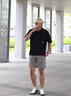 LAZY DAY TREND戶外山系防曬涼感速干半拉鏈POLO衫男夏季寬松工裝短袖T 啞光黑 L 曬單實拍圖