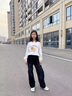 女童加絨牛仔褲春季加厚2025新款一體絨闊腿褲中大童春秋直筒褲子 黑色【加絨加厚款】 150 曬單實(shí)拍圖