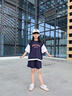 迪士尼女童運動套裝夏裝2025新款洋氣女大童短袖短褲兒童裝兩件套 藏青色 110 cm 曬單實拍圖