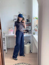 舒翎藏青色速干工裝褲女寬松直筒夏季薄2025新款休閑小個(gè)子闊腿運動(dòng)褲 藏青色  常規 L 110-125斤 曬單實(shí)拍圖
