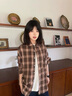 BJHG不計后果格子襯衫男款2025新款秋潮牌美式復古休閑長袖外套襯衣女 咖灰 S 曬單實拍圖