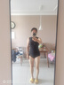 李寧（LI-NING）泳衣女士連體三角專業(yè)訓(xùn)練游泳衣速干防曬競(jìng)速游泳裝備0951黑L 曬單實(shí)拍圖