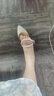 紅蜻蜓七夕禮物高跟鞋女25夏季時尚粗跟中空尖頭皮涼鞋WFV25009米白色37 曬單實拍圖