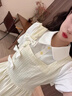 佐緋絡韓版學院風蝴蝶結拼接假兩件連衣裙夏季收腰顯瘦女學生公主裙 米白色連衣裙【關注店鋪送小禮物 S 曬單實拍圖