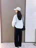 愛(ài) 西娜女童褲子春秋款2025新款兒童休閑運(yùn)動(dòng)褲大童裝初中生直筒闊腿長(zhǎng)褲 黑色 160 cm 曬單實(shí)拍圖