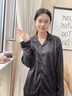 雅鹿女士睡衣女純棉開(kāi)衫長(zhǎng)袖褲2025新款100%全棉四季可外穿家居服套裝 【100%棉  舒適透氣】墨黑色 L 【建議體重100-120斤】 曬單實(shí)拍圖