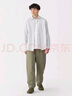 無印良品（MUJI）男式 漢麻水洗 長袖襯衫 男士襯衣外套上衣男款夏季 男裝AC218A5S 灰色條紋 L (175/100A) 曬單實拍圖