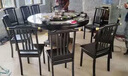 梵宜實(shí)木餐桌椅組合 新中式巖板大圓桌帶轉(zhuǎn)盤家用8-10人吃飯桌子F339# 1.5m進(jìn)口巖板餐桌+6椅【送轉(zhuǎn)盤】 紫金檀木 曬單實(shí)拍圖