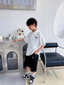 G.DUCKKIDS小黃鴨男童polo衫短袖t恤夏季套裝2025新款男孩大童夏裝半袖上衣 黑色T恤+卡其短褲套裝 140 (建議125-135cm 7-8周歲） 曬單實(shí)拍圖