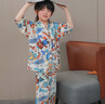 兒童棉綢家居服套裝男女童夏季空調服套裝15xk276 涂鴉 150 曬單實拍圖