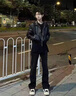 仕步凡 SIGOFAD黑灰色水洗牛仔褲男春秋新款美式高街復古寬松顯瘦百搭潮牌微喇褲 純黑色 XL 曬單實(shí)拍圖