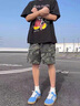 POUM 短褲男夏季美式街頭嘻哈迷彩寬松休閑百搭vibe潮牌痞帥五分褲子 ZPFS-D50517迷彩色 XL 曬單實拍圖