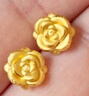 周六福玫瑰花3D硬金黃金耳釘女足金定價(jià)AD090254 一對(duì) 約1.24g七夕禮物 曬單實(shí)拍圖
