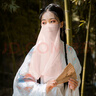 句可古風(fēng)面紗漢服面簾女古裝配飾半透明防曬紗巾面飾男蒙面古風(fēng)遮面巾 一痕淚-白色【系繩款/無(wú)繡花】 (尺寸:40*60cm) 曬單實(shí)拍圖
