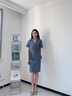紫魅俏夏季短袖職業(yè)套裙工作服正裝美容師正裝酒店服務(wù)員工裝珠寶店西服 蘭色 2XL 曬單實拍圖