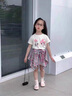 G.DUCKKIDS小黃鴨童裝女童套裝夏季兒童衣服女小童短袖T恤格子裙夏裝兩件套 KT貓咪八角裙套裝 120 尺碼5~6歲【110-120cm】cm 曬單實拍圖