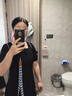 尚都比拉短袖連衣裙女夏季時尚通勤中長款a字裙釘珠收腰顯瘦裙子 黑色 L 曬單實(shí)拍圖