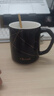 傳旗水杯陶瓷馬克杯咖啡杯帶勺蓋學(xué)生杯子陶瓷杯辦公杯420ml黑色描金 曬單實拍圖
