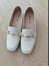 百麗（Belle）羊皮通勤樂(lè )福鞋女壓紋OL單鞋BZ520CA3 米白 37 曬單實(shí)拍圖