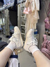 啄木鳥厚底德訓鞋女2025夏季新款網面百搭小白鞋輕便軟底小眾跑步運動鞋 米白色 單層 37 (235mm) 曬單實拍圖