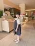 迪士尼女童連衣裙套裝2024夏季新款女大童夏裝裙子兒童小女孩夏天背帶裙 咖色 130 曬單實拍圖