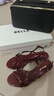 百麗（Belle）華爾茲優(yōu)雅一字帶涼鞋女25夏新商場款真皮綁帶高跟鞋3WS33BL5 酒紅色 35 (225mm) 曬單實(shí)拍圖