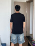HUGO【100%棉】男士2025夏季新款刺繡徽標棉質T 恤 001-黑色 M 曬單實拍圖