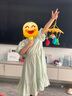 迷你巴拉巴拉女童連衣裙夏季新款純棉A字寬松燈籠袖連身裙子 綠白色調(diào)00341 130 cm 曬單實拍圖
