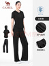 駱駝（CAMEL）跑步健身兩件套女休閑修身彈力透氣套裝 Y24BASLU013 幻影黑 XXL 曬單實拍圖