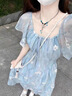 蕓蕁裙子女夏季2025新款蕓蕁法式套裝藍色長(cháng)款絕美碎花連衣裙夏季新款 連衣裙[關(guān)注店鋪優(yōu)先發(fā)貨](méi) S 曬單實(shí)拍圖