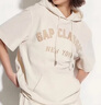Gap女裝夏季貼布繡logo短袖衛(wèi)衣寬松運動連帽衫520594 米色 XS (155/76A )亞洲尺碼 曬單實拍圖