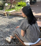 小野七天短袖含棉連衣裙格子襯衫長裙子女氣質(zhì)簡約休閑夏季孕婦可穿 M 曬單實拍圖
