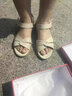 HQTING紅蜻蜓全牛皮媽媽涼鞋女2025新款防滑軟底舒適平底女士涼鞋中老年 米白色 37 曬單實(shí)拍圖