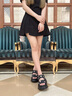 妙麗（Millies）品牌松糕厚底涼鞋女夏季2025新款真皮時(shí)尚女士涼鞋百搭運(yùn)動(dòng)沙灘鞋 黑色 36 (230mm)  標(biāo)準(zhǔn)碼 曬單實(shí)拍圖
