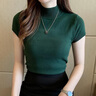 FSHE休閑針織衫女2025年新款春秋百搭半高領(lǐng)打底衫毛衣女針織短袖女 墨綠色 M 85-1斤 曬單實(shí)拍圖