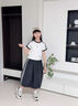 Svecymikov國際品牌女童夏季半身裙套裝2025新款小女孩夏天體恤短裙兩 黑白套裝 170 cm 曬單實(shí)拍圖
