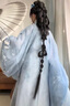 漢服中國風直裾全套女古裝衣服古風舞蹈改良裙子魏晉風大袖衫套裝 藍色大袖衫 S 曬單實拍圖