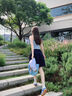 燦圖 日系藏青色半身裙女夏季薄款高腰顯瘦a字短裙小個子休閑五分裙子 藏青色 常規(guī) M 曬單實拍圖
