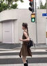 槿城美拉德穿搭連衣裙套裝新款復(fù)古長袖上衣配廢土風(fēng)沙漠連衣裙兩件套 咖色裙子（配腰帶）M1563 XL 曬單實(shí)拍圖