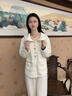 貓人空氣棉夾層睡衣女士2025新款秋冬加絨加厚高級感可外穿家居服套裝 杏黃小熊 【輕暖舒適-加厚柔軟】 L 【推薦體重約100-120斤】 曬單實(shí)拍圖