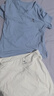 駱駝（CAMEL）防走光女兩件套裝速干健身運動服 C24BAWL6024A5 蒼鷺藍/白 M 曬單實拍圖